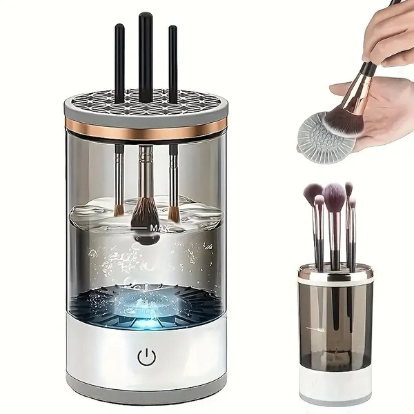 Upgraded Electric Makeup Brush Cleaner and Dryer with automatic spinner and storage box (XSQ).