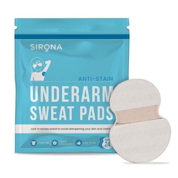 Pack of 12 disposable, breathable ultra-thin underarm sweat pads.